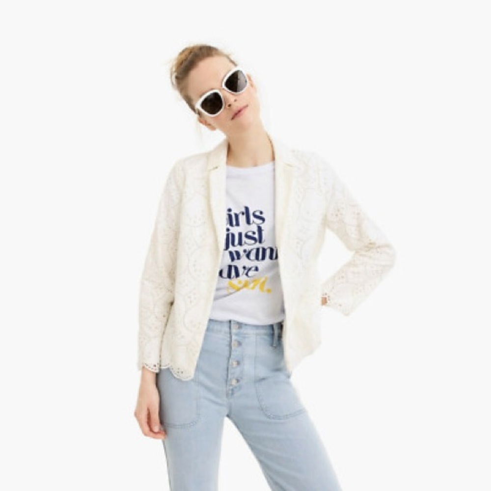 NWT J. Crew Eyelet Blazer Ivory Small